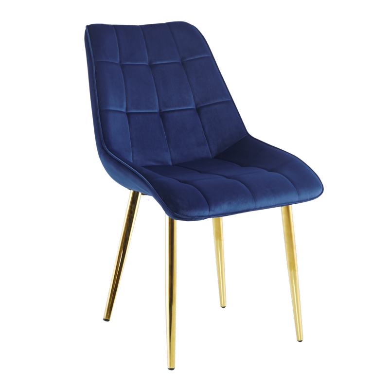 Velvet chair (blue) / gold legs