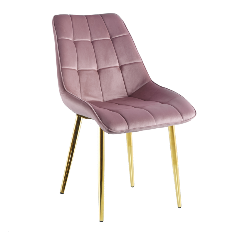 Velvet chair (pink) / gold legs