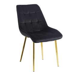 Velvet chair (black) / gold legs
