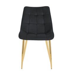 Velvet chair (black) / gold legs