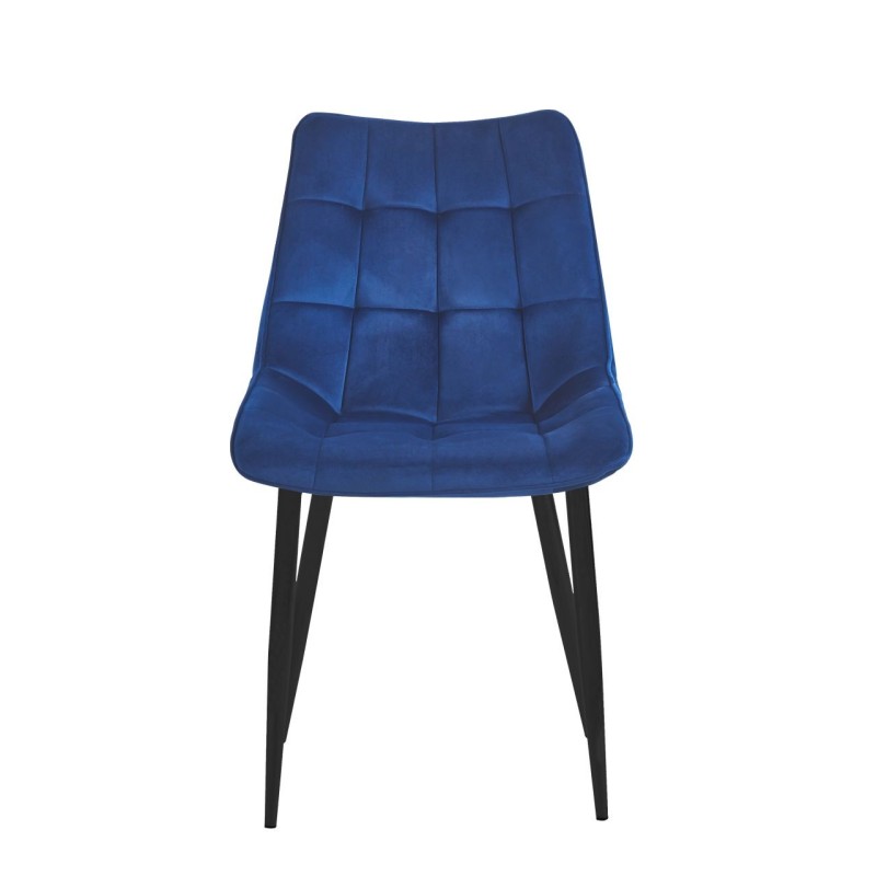 Samtstuhl (blau) / schwarze Beine