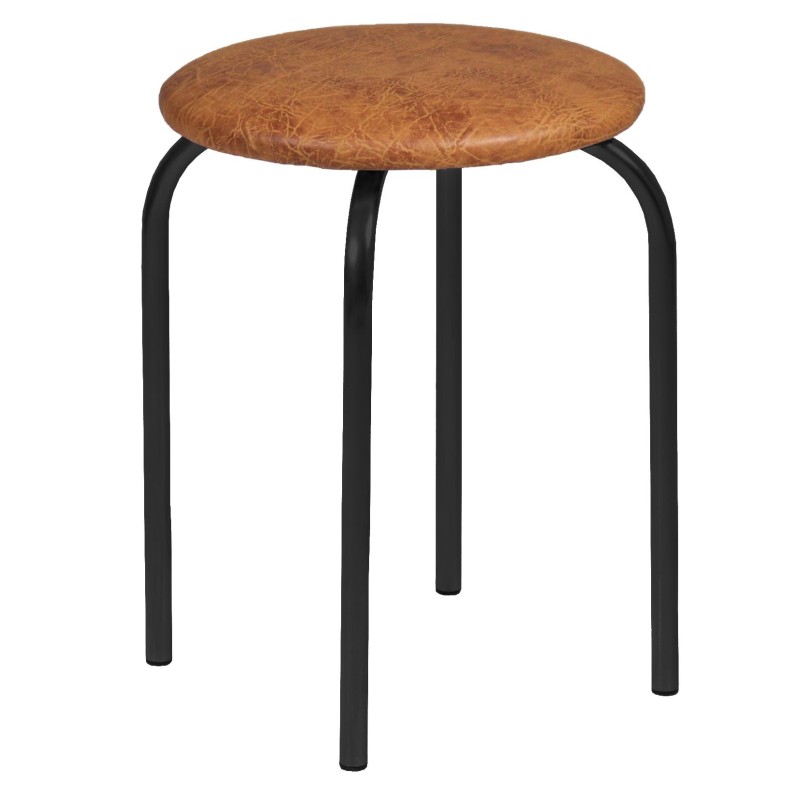 Taboret (orzech) - czarny stelaż