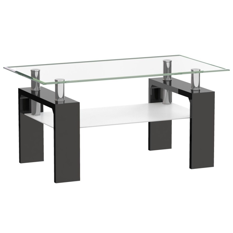 Mesa de centro (negra, tapa transparente)