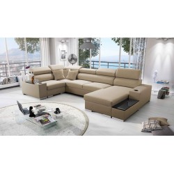 Sofá esquinero en U Napoli IV Maxi con función de cama - lujo y comodidad en tu sala de estar.