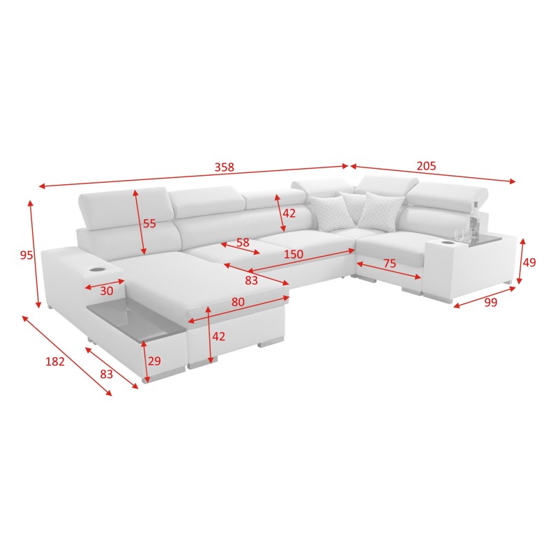 Ecksofa U Napoli IV Maxi mit Schlaffunktion - Luxus und Komfort in Ihrem Wohnzimmer
