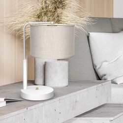 Bürolampe LINO WEIß / LEINEN 1xE27