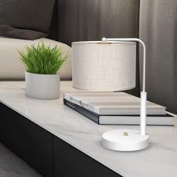 Bürolampe LINO WEIß / LEINEN 1xE27