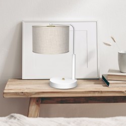 Bürolampe LINO WEIß / LEINEN 1xE27