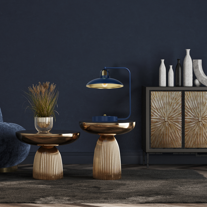 Schreibtischlampe FELIX NAVY BLUE/GOLD 1xE27