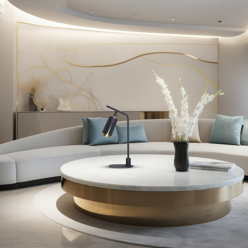 FLOWER BLACK GOLD TISCHLAMPE 1xGU10