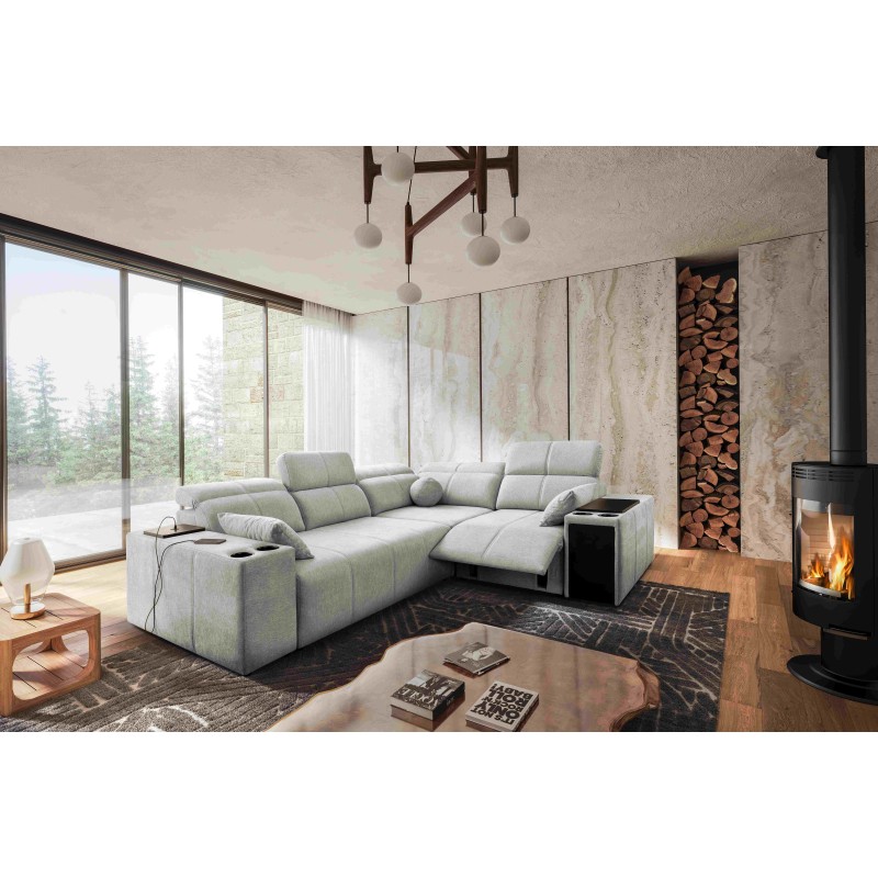 Ecksofa Milano II Mix mit Schlaffunktion und Relaxfunktion Plecionka, Verita 80