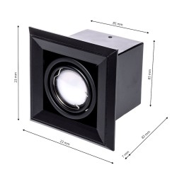 Lámpara Empotrada Blocco 1x7W GU10 Led Negro