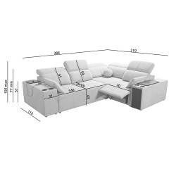 Milano II Mix corner sofa with sleeping and relaxation function, Plecionka, Verita 75