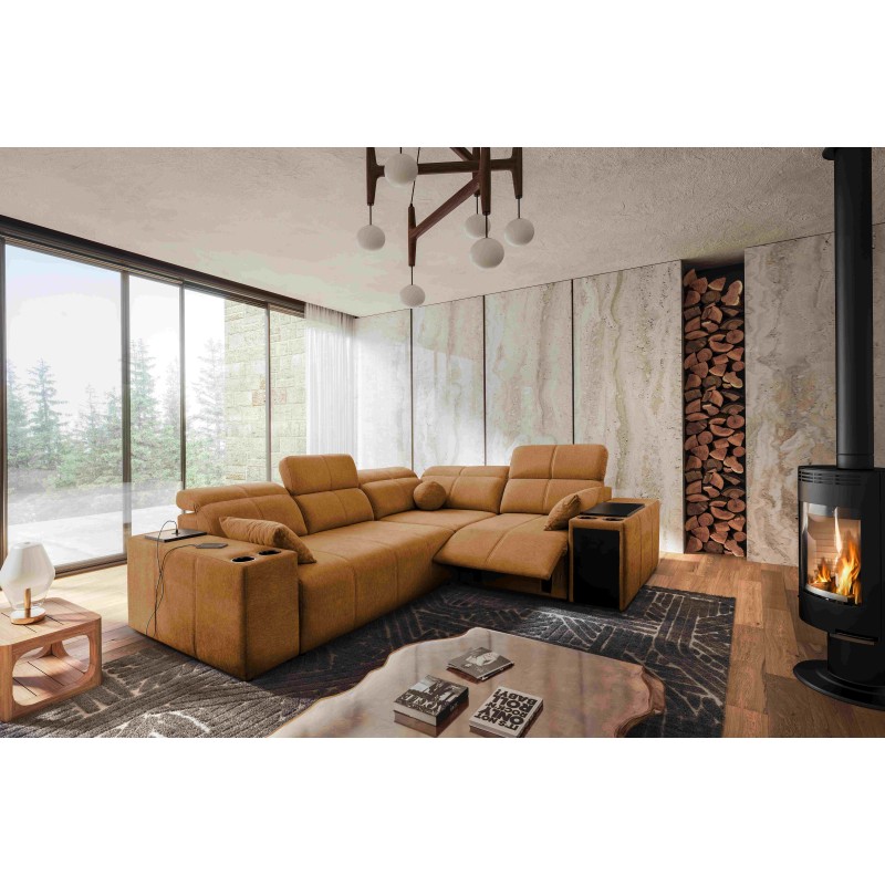 Milano II Mix Corner Sofa with Sleeping and Relax Function, Plecionka, Verita 54