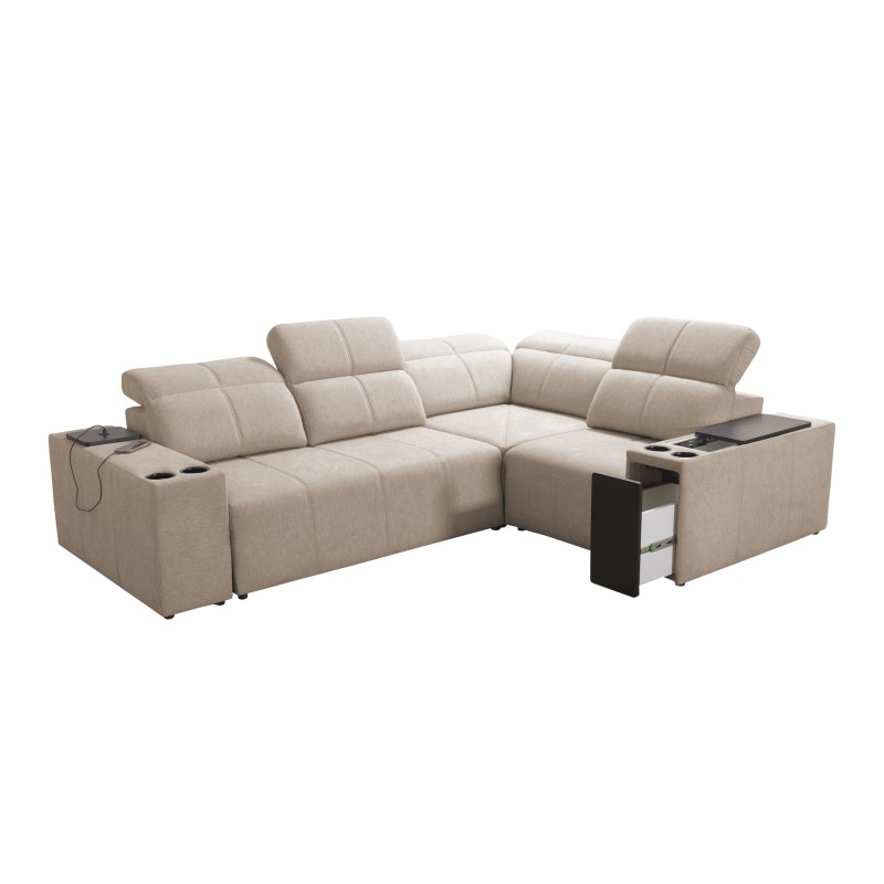Milano II Mix Corner Sofa with Sleeping and Relax Function, Plecionka, Verita 54