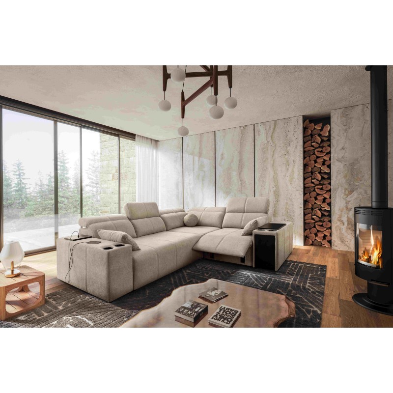 Milano II Mix Ecksofa mit Schlaffunktion und Relaxfunktion Plecionka, Verita 09