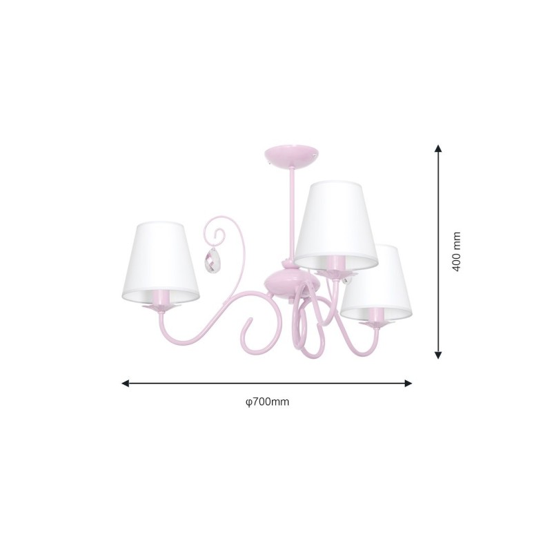 Kronleuchter SARA PINK 3xE14
