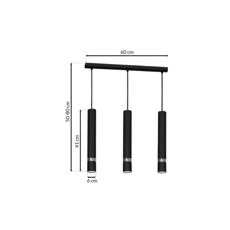 JOKER BLACK/CHROME Hanging Lamp 3xGU10