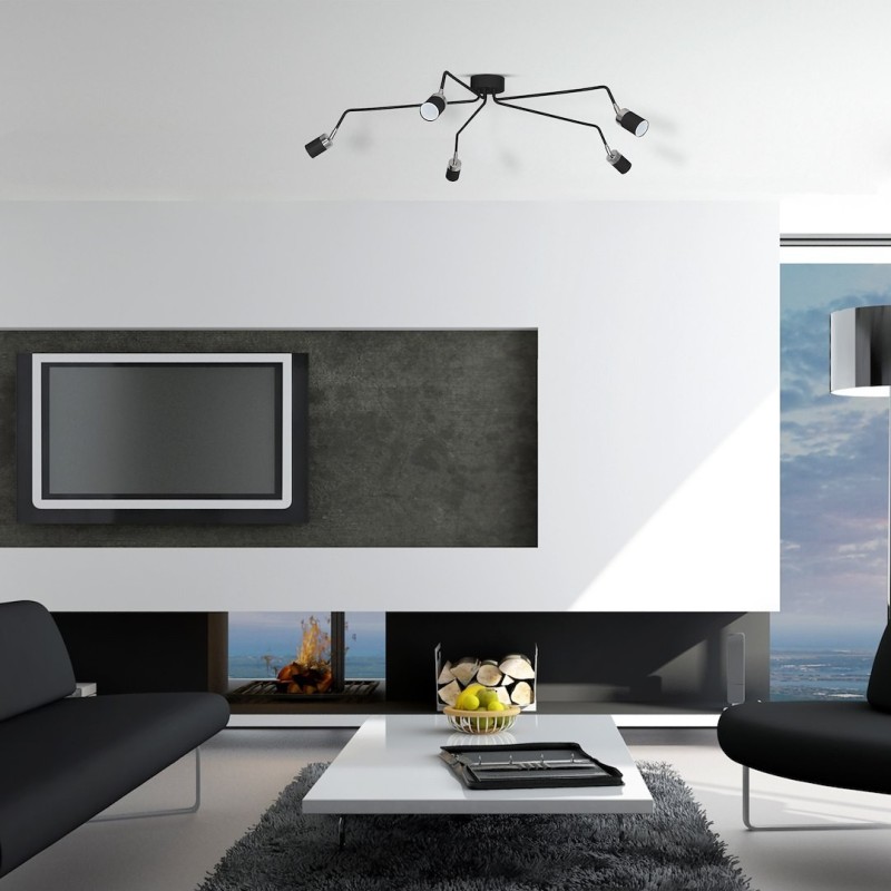 JOKER BLACK/CHROME Ceiling Lamp 5xGU10