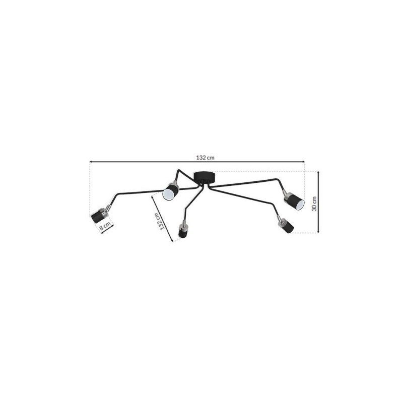 JOKER BLACK/CHROME Ceiling Lamp 5xGU10
