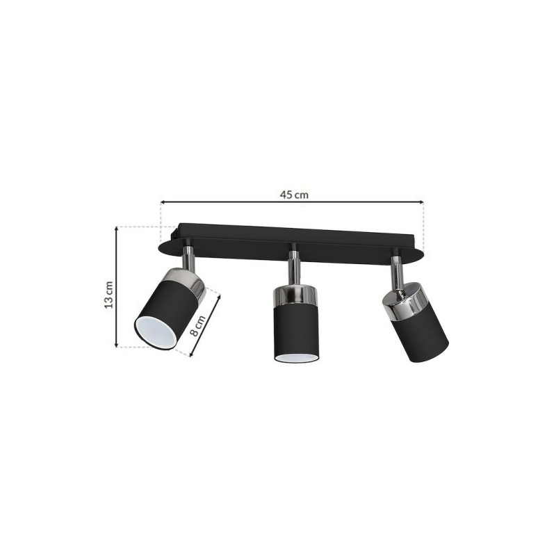 JOKER BLACK/CHROME Ceiling Lamp 3xGU10