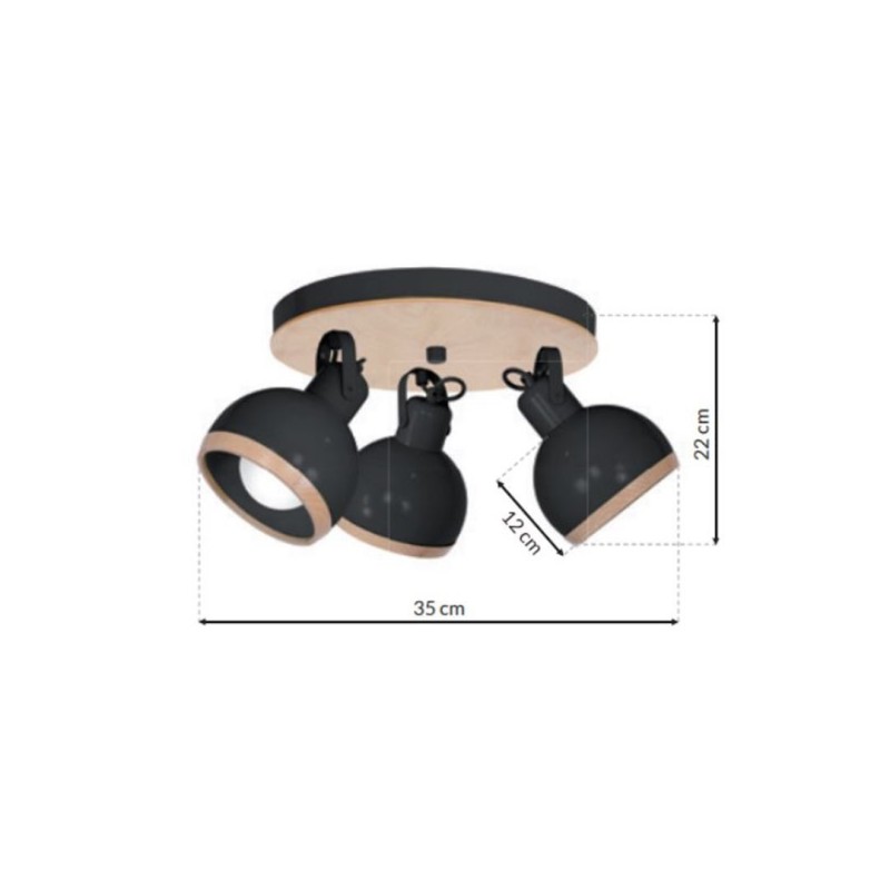 Lámpara de techo OVAL BLACK 3xE27