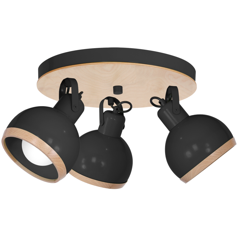 OVAL BLACK Ceiling Lamp 3xE27