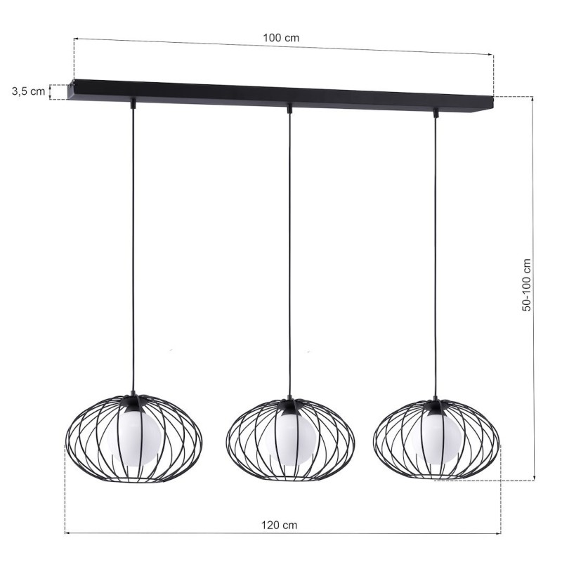 KRONOS BLACK Pendant Lamp 3xE14