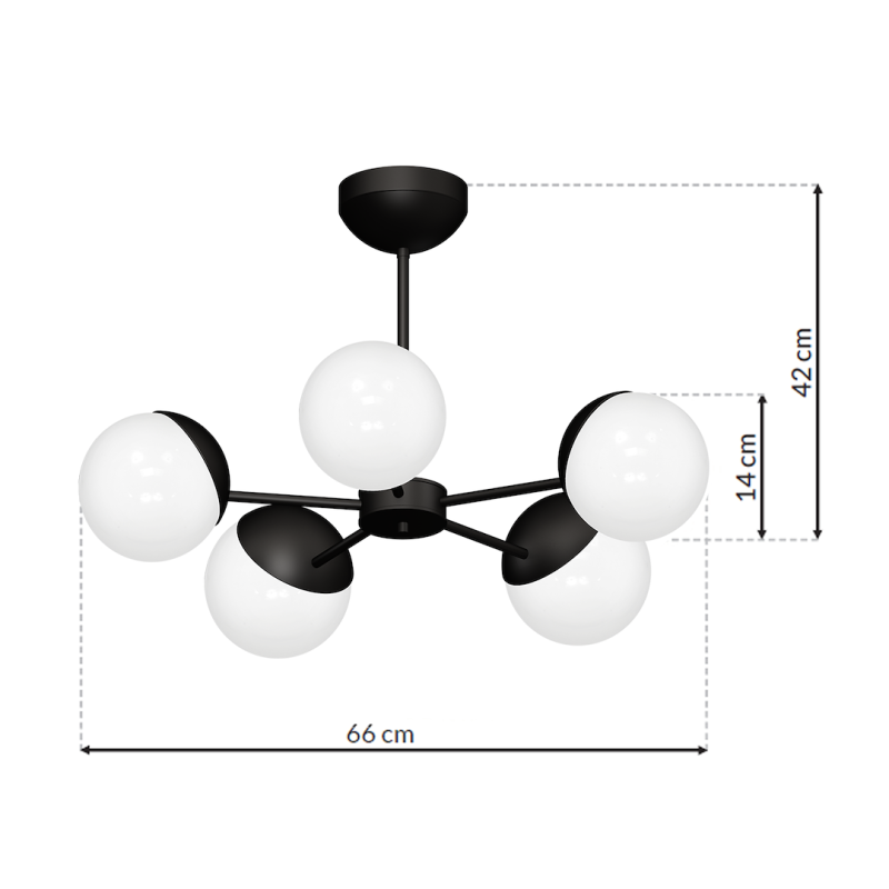 Araña de luces SFERA BLACK 5xE14