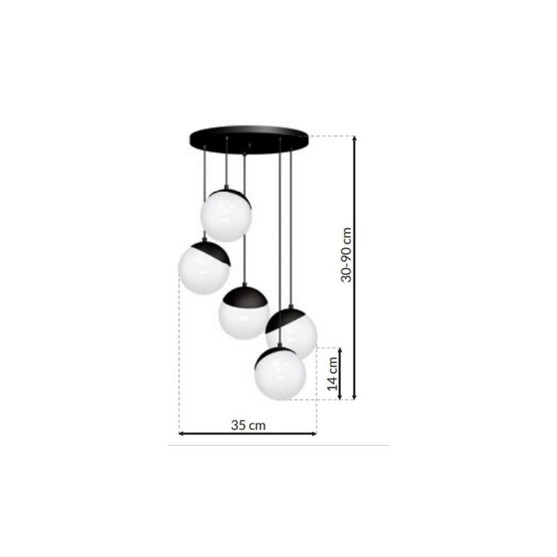 SFERA BLACK Pendant Lamp 5xE14