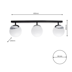 Deckenlampe SFERA BLACK/CHROME 3xE14