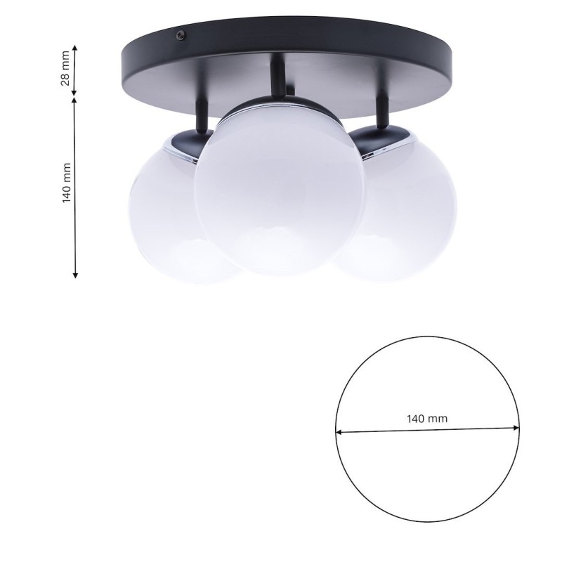 Ceiling lamp SFERA BLACK/CHROME 3xE14