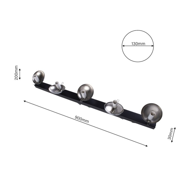 Deckenleuchte SFERA BLACK/CHROME 5xE14