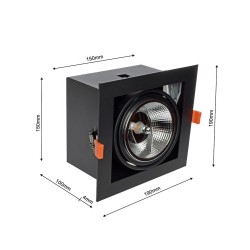 Montura empotrada Plaza 1xGU10 AR111 Negro