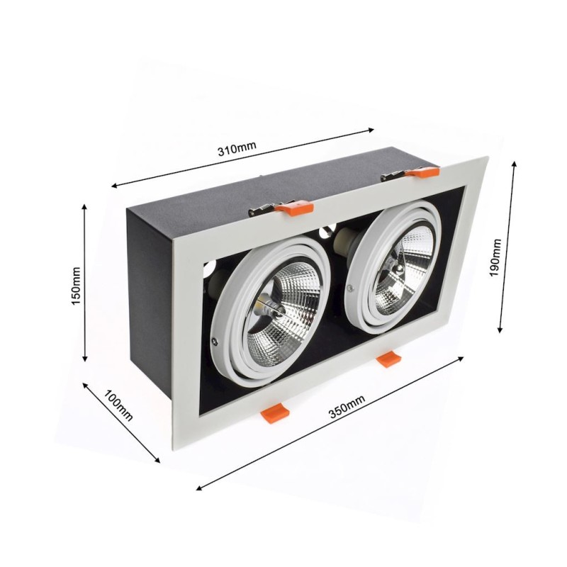 Recessed Fixture Plaza 2xGU10 AR111 White
