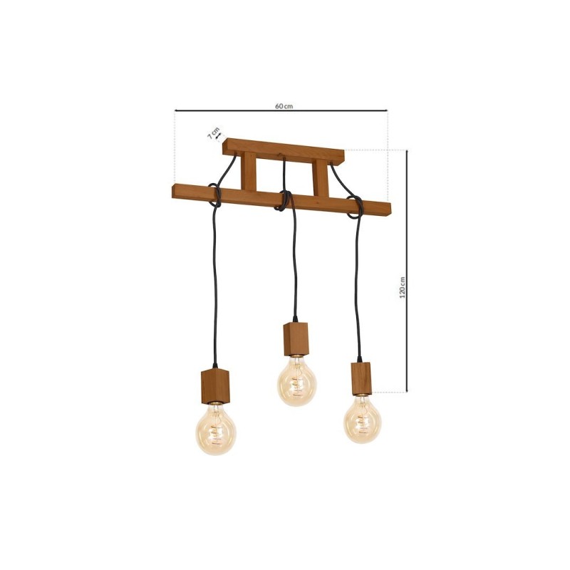 Hanging Lamp JACK 3xE27 Oak
