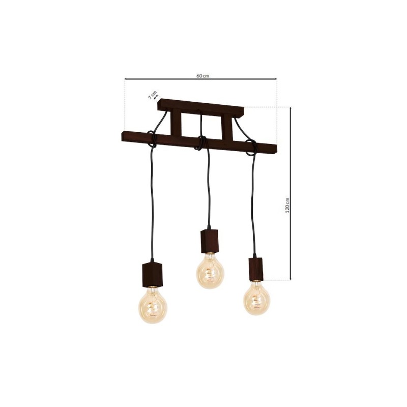 Hanging Lamp JACK 3xE27 Walnut
