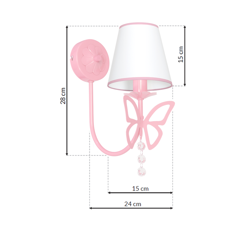 Wandleuchte CHARLOTTE PINK 1xE14