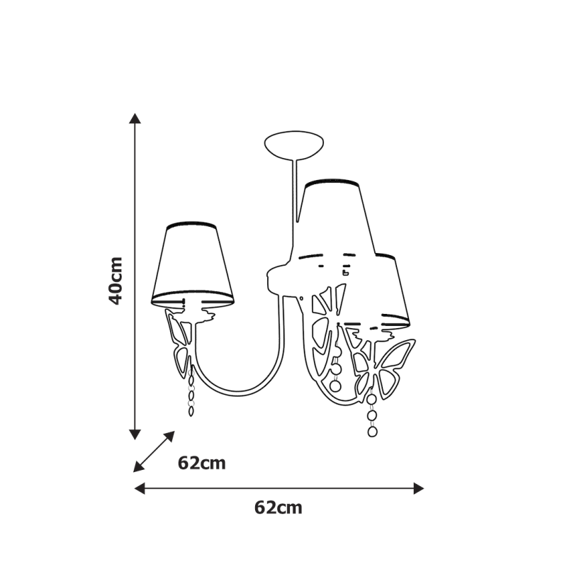 Lámpara de araña CHARLOTTE PINK 3xE14