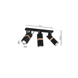 VIDAR BLACK Ceiling Lamp 3xGU10