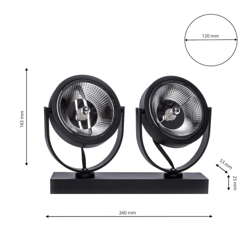 Surface-mounted fixture Lugar Black 2xAR111 GU10
