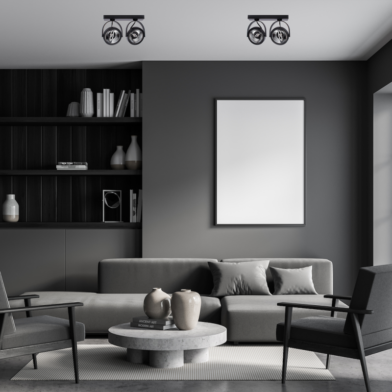 Surface-mounted fixture Lugar Black 2xAR111 GU10