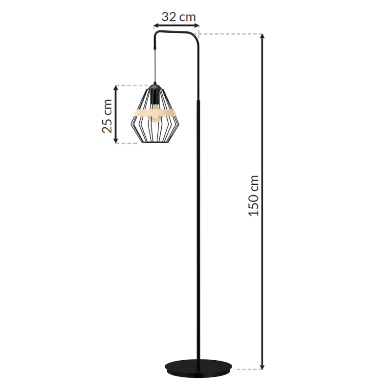 Stehlampe CLIFF BLACK 1xE27