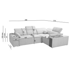 Milano II Corner Sofa with Sleeping Function – Woven Fabric, Verita 76 Verita 09