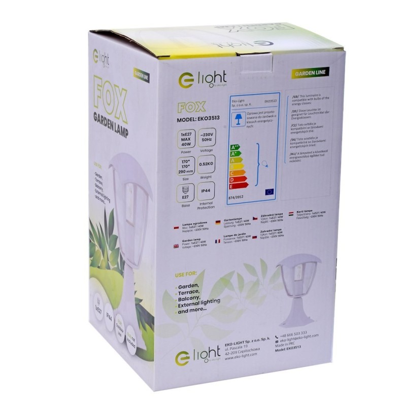 Fox 1xE27 Small White Standing Garden Lamp