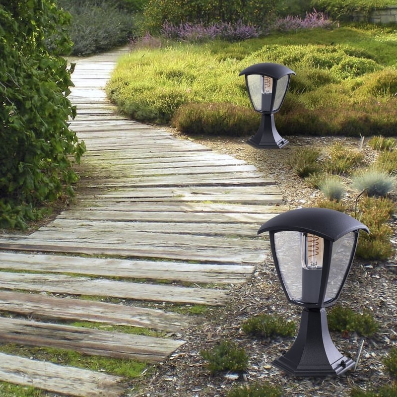 Stehende Gartenlampe FOX BLACK 1xE27 Klein