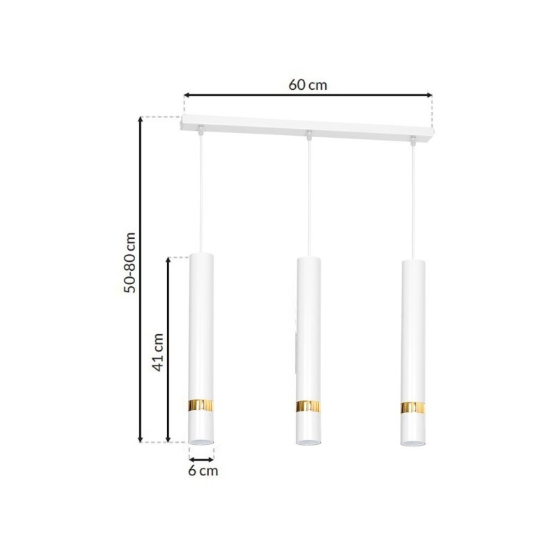 Lámpara colgante Joker 3xGU10 Blanco/Dorado