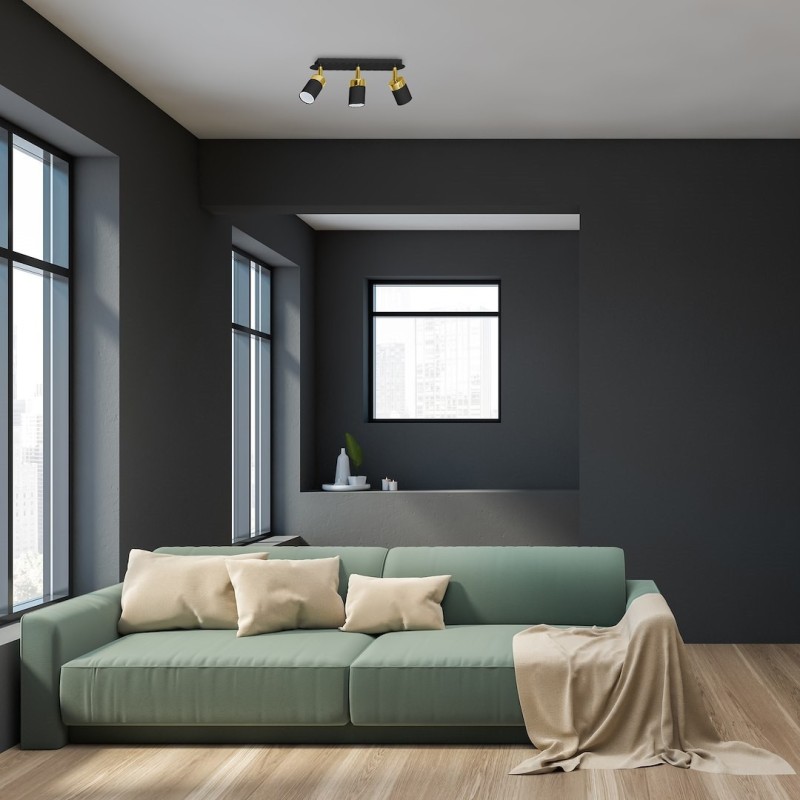 Стельова лампа JOKER BLACK/GOLD 3xGU10