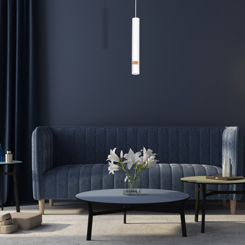 Lámpara colgante JOKER WHITE/WOOD 1xGU10