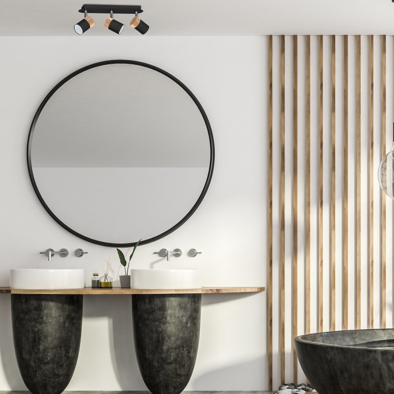 Deckenleuchte JOKER BLACK/WOOD 3xGU10